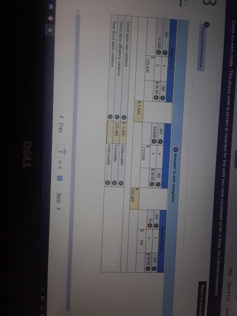 incorrect for the work you have completed so far. It does not