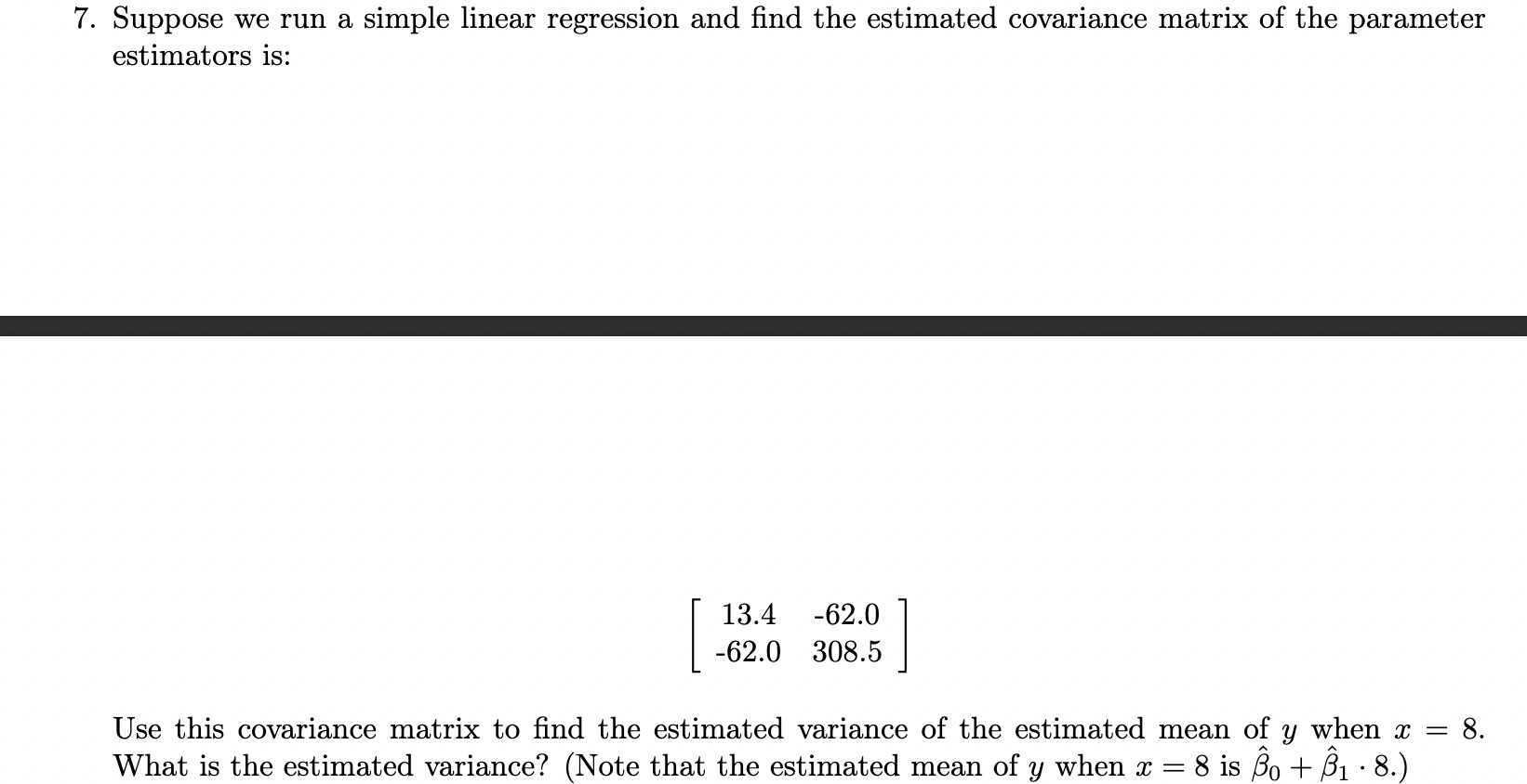  7. Suppose we run a simple linear regression and nd the