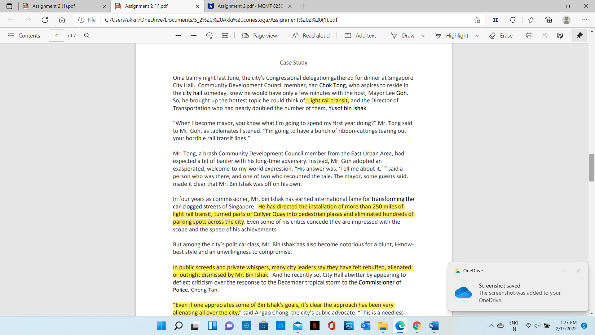 *Assignment 2.pdf - MGMT 8250 x + X CA File | C:/Users/akkir/OneDrive/Documents/S_2%20%20Akki%20conestoga/Assignment%202%20(1).pdf