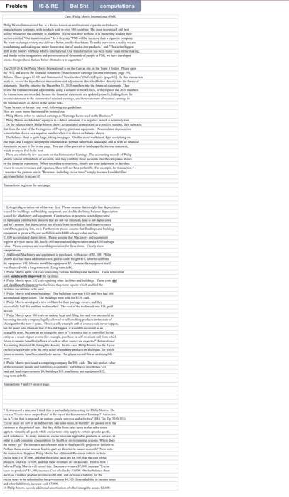  Problem IS & RE Bal Sht computations w . www. .