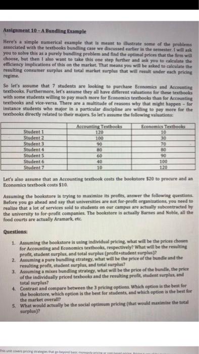  Assignment 10 - A Bunding Example Here's a simple numerical example
