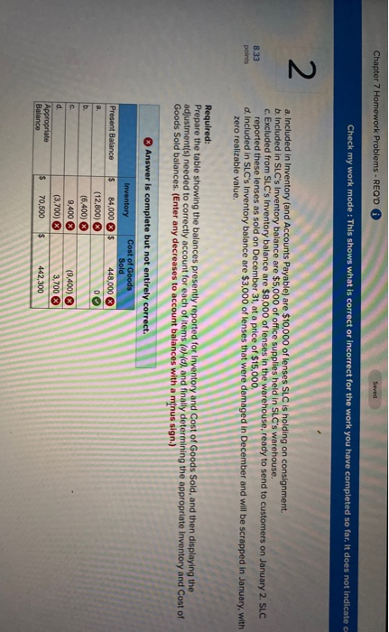  Chapter 7 Homework Problems - REQ'D Saved Check my work mode