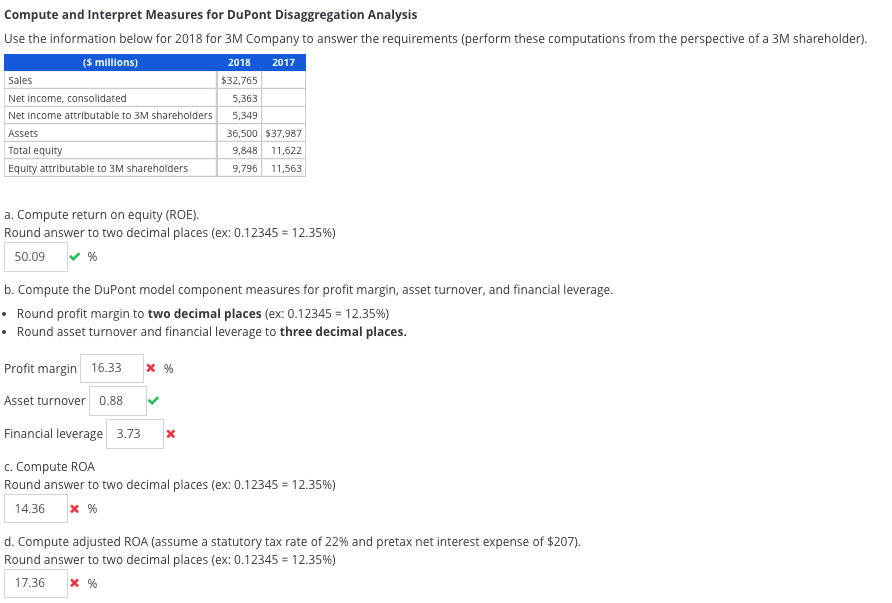  Compute and Interpret Measures for DuPont Disaggregation Analysis Use the information