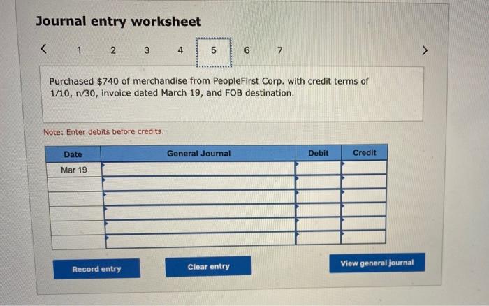 cash for shipping charges on the March 3 purchase. March 5 Returned