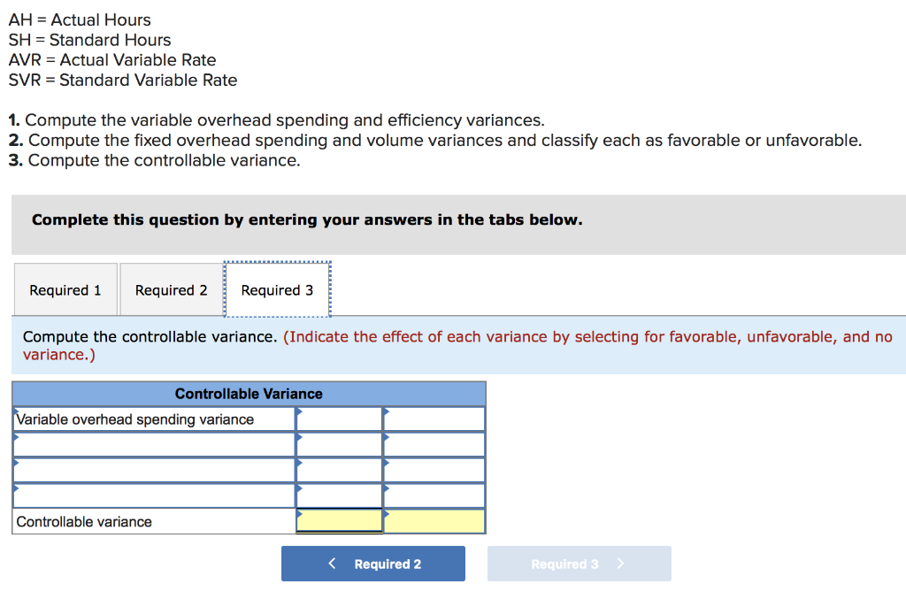 3. Compute the controllable variance. Required information [The following information applies to