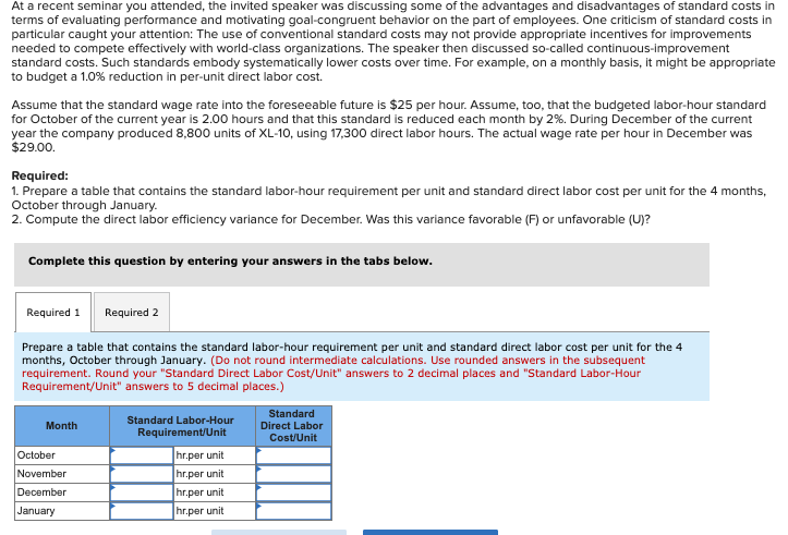  Compute the direct labor efficiency variance for December. Was this variance