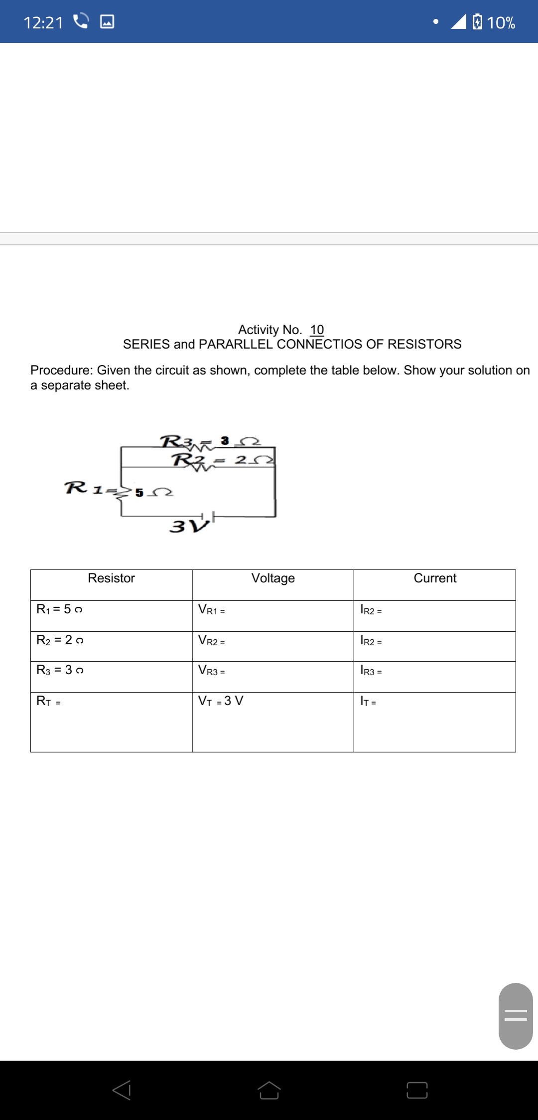 each object. Tabulate results in the table below. Recalculate from your experiment