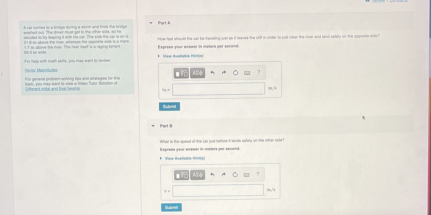 Part a and b. Just the answer no explanation needed Part A