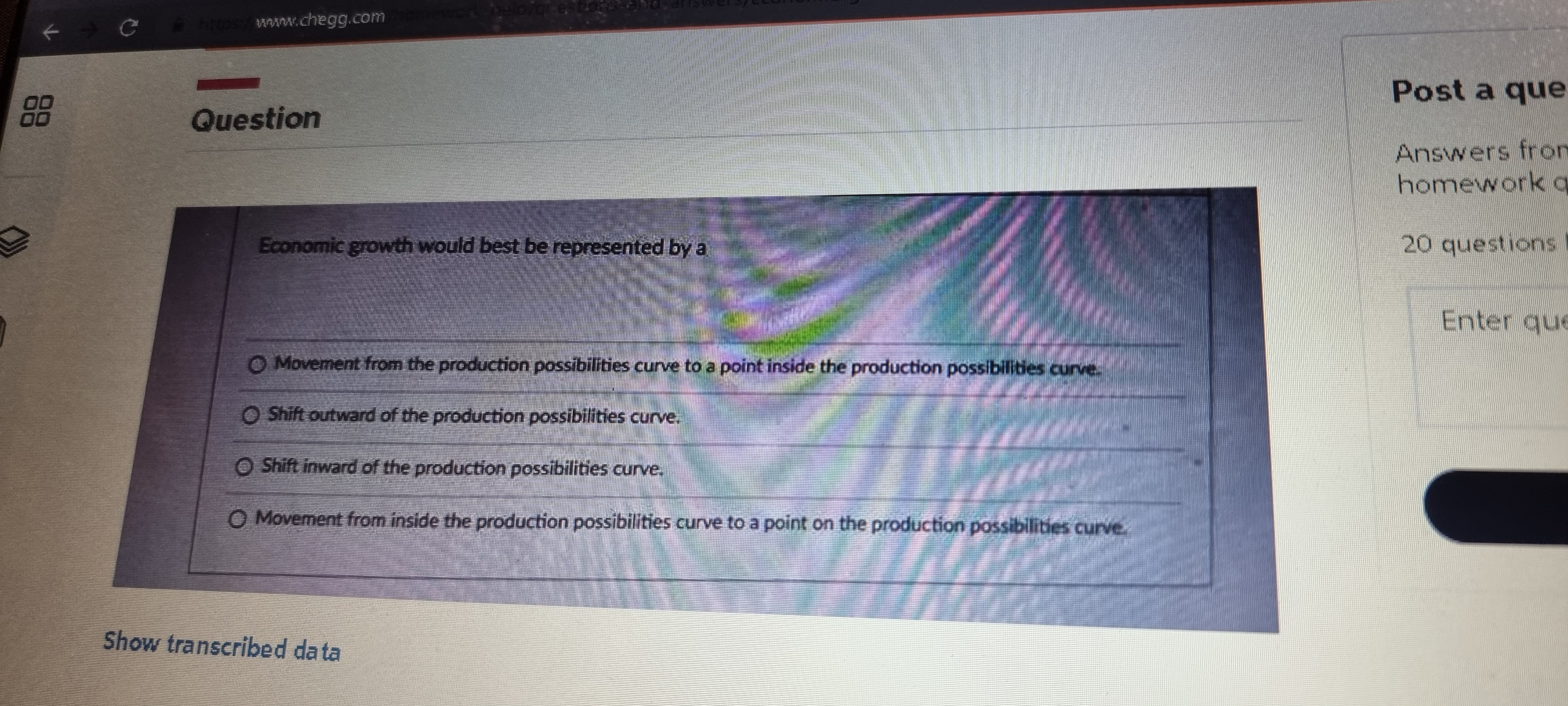  C www.chegg.com Post a que Question Answers from homework a Economic