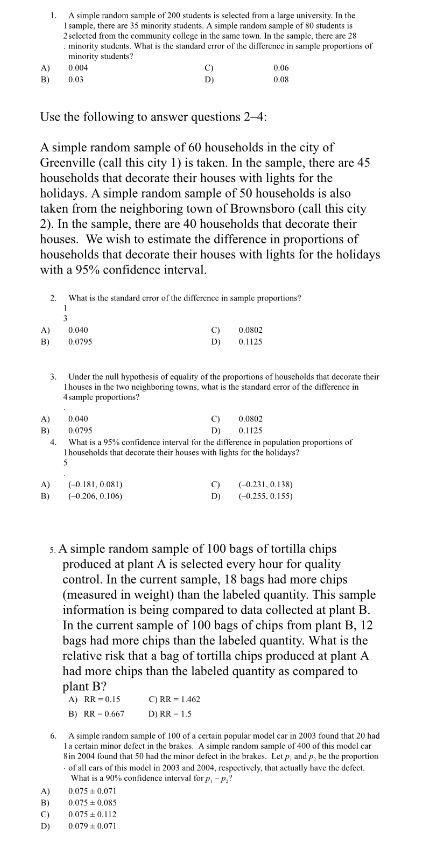 number 1., 2-4 based on the written paragraph, 5 & 6 1.