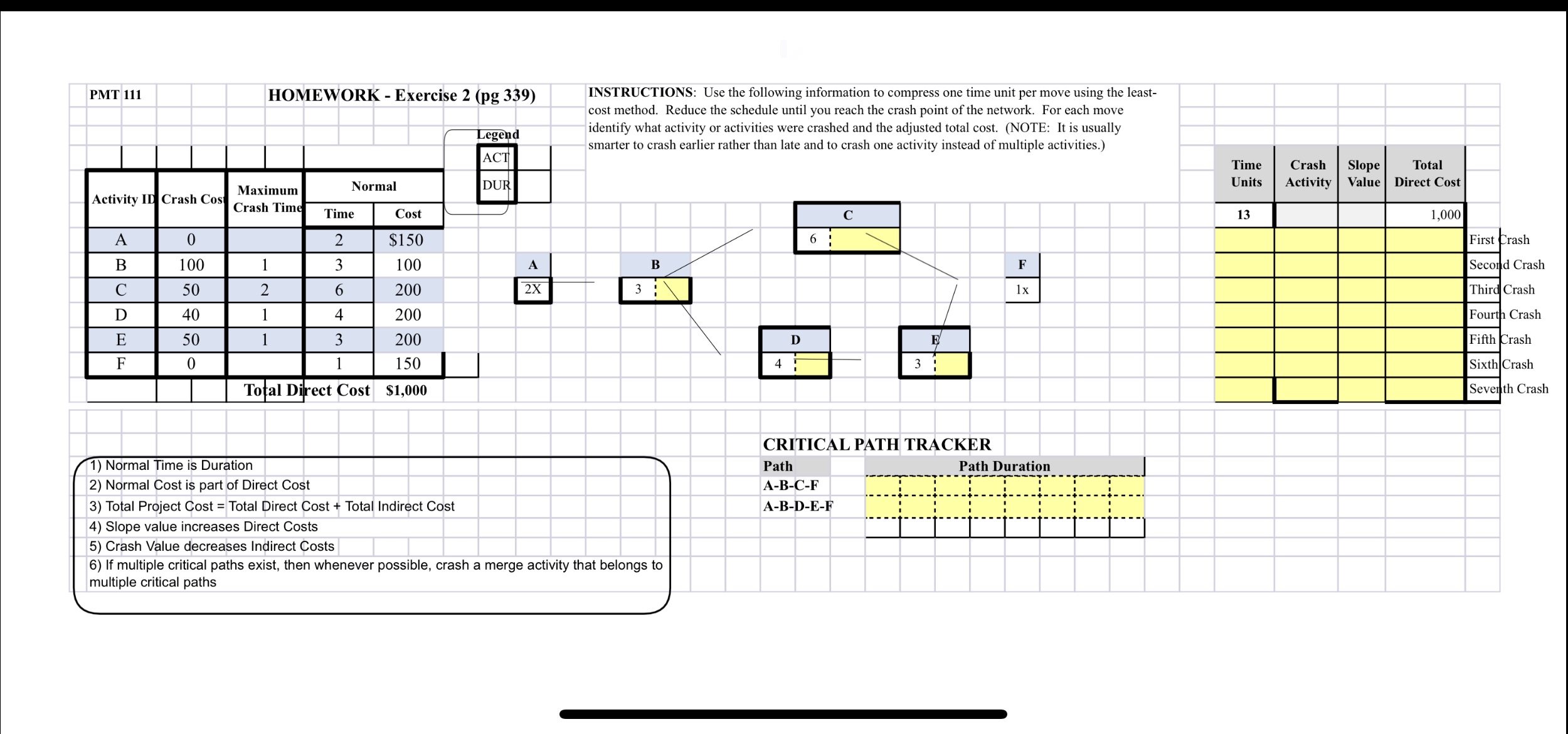 PMT 111 HOMEWORK - Exercise 2 (pg 339) INSTRUCTIONS: Use the