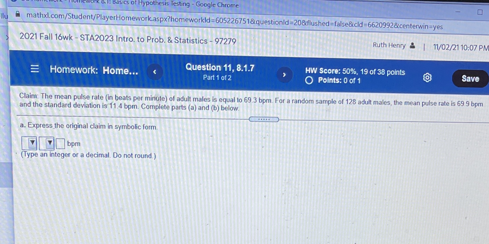 fork &. 1: Basics of Hypothesis Testing - Google Chrome 0