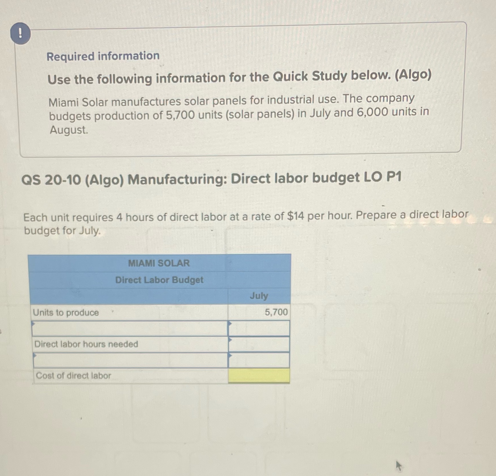 Required information Use the following information for the Quick Study below.