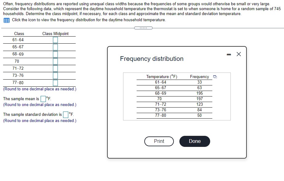  Often, frequency distributions are reported using unequal class widths because the
