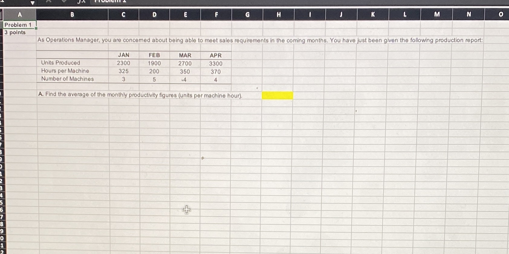 Production and service operations A B C D E F G H