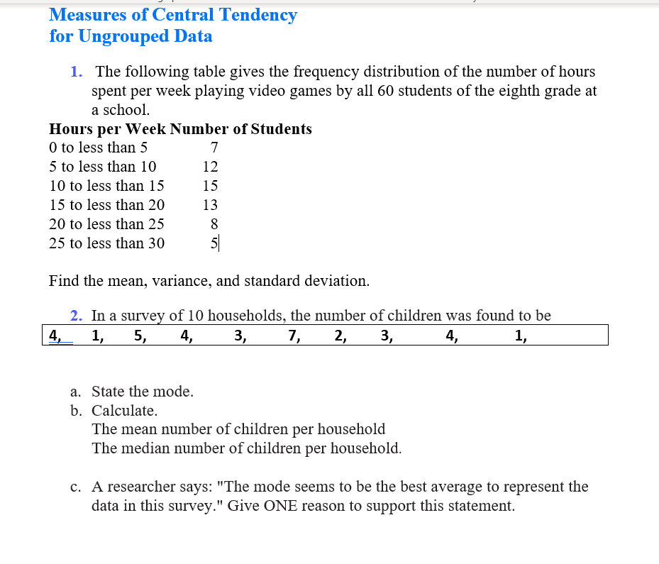 please provide explanation and step by step to the question Measures of
