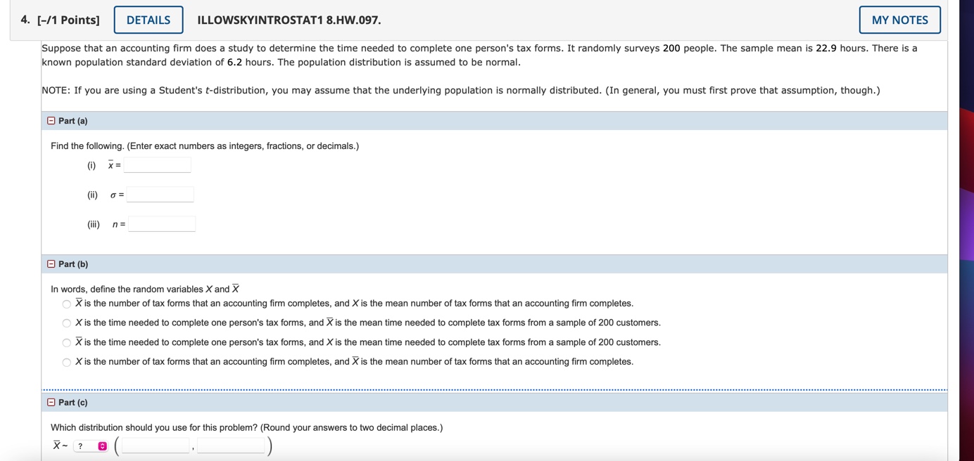 solve...... 4. [-/1 Points] DETAILS ILLOWSKYINTROSTAT1 8.HW.097. MY NOTES Suppose that an