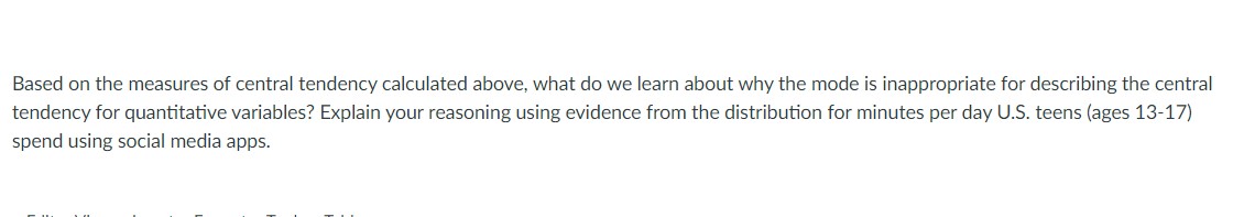 a variable measuring the number of minutes per day that teens ages