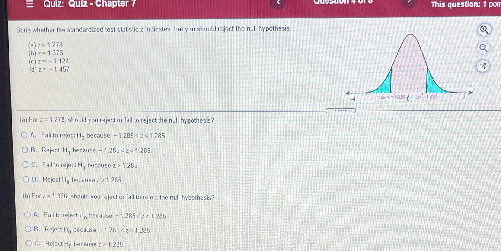  = Quiz: Quiz - Chapter 7 Question 4 This question: 1