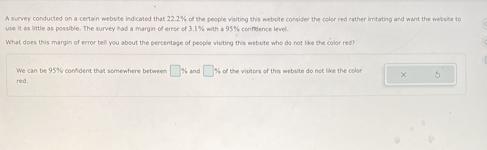  A survey conducted on a certain website indicated that 22.2% of