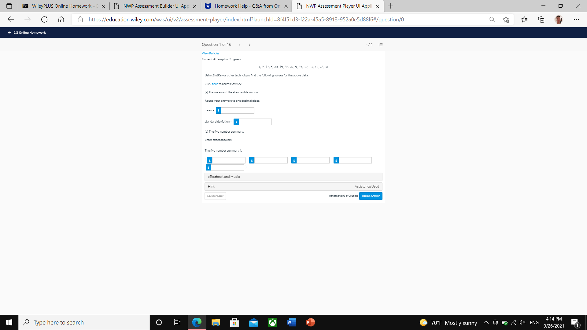 Bb WileyPLUS Online Homework - E X NWP Assessment Builder UI
