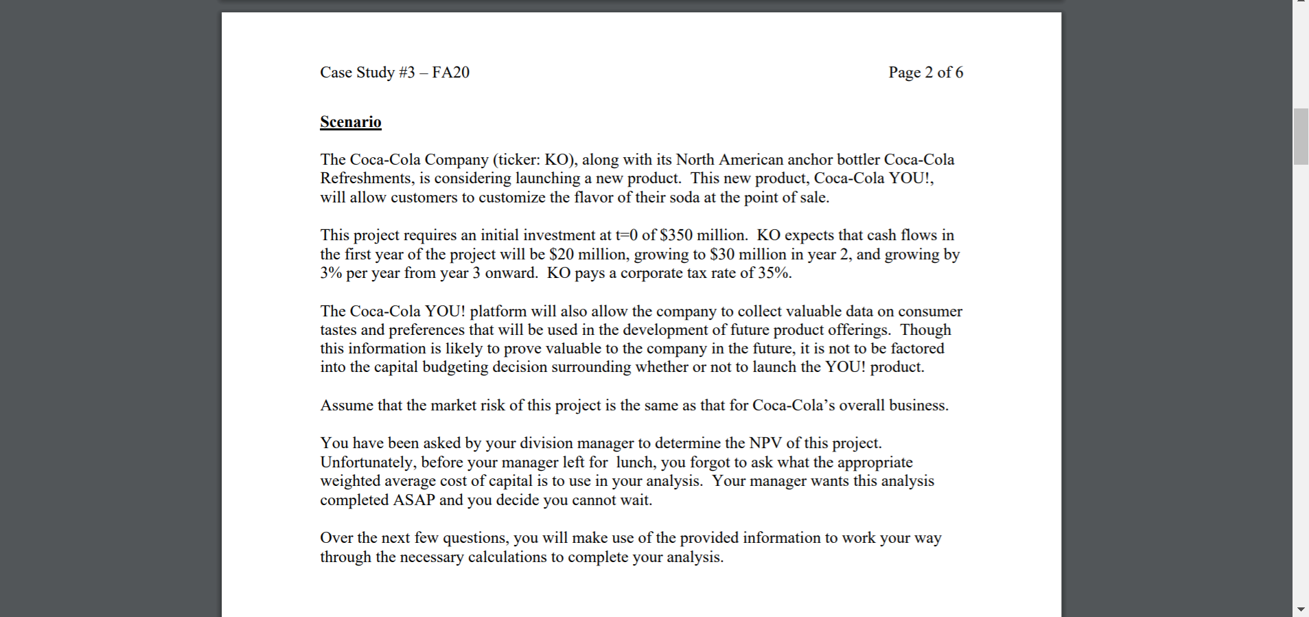 Please Answer Questions 5-8. Thanks Case Study #3 FA20 Page 2 of