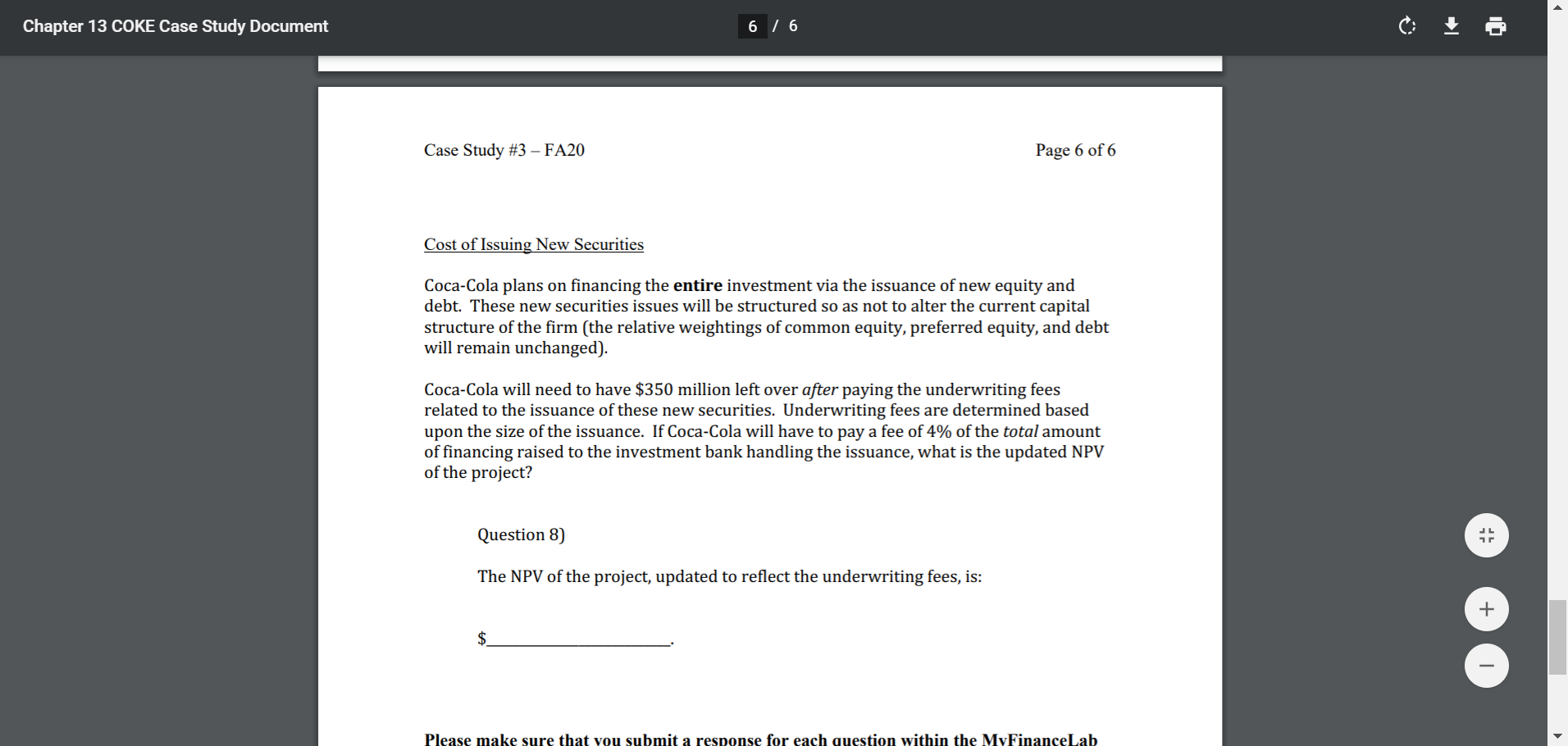 soda at the point of sale. This project requires an initial investment