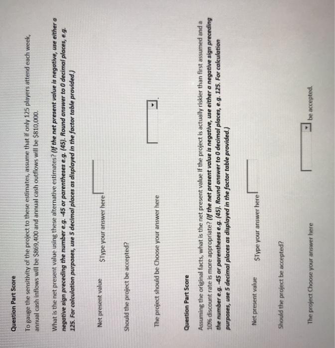 ANSWER FOR EACH PART*** Coolplay Corp. is thinking about opening a soccer