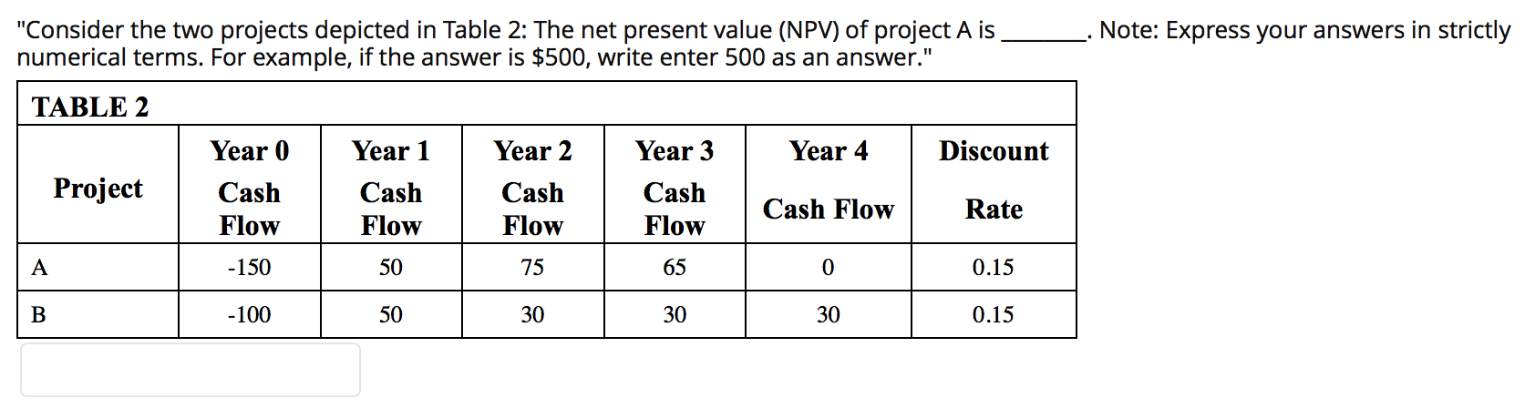 round to nearest 3rd decimial place "Consider the two projects depicted