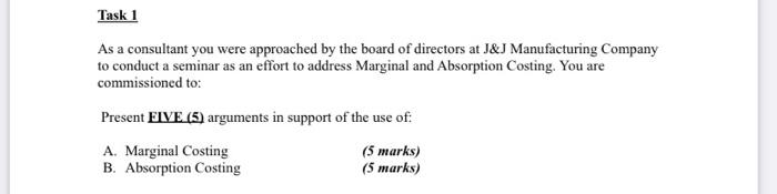  Task 1 As a consultant you were approached by the board