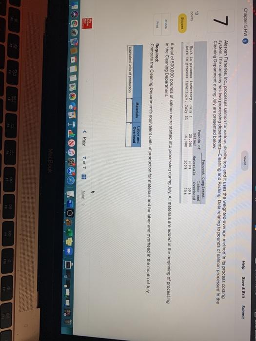  Chapter 5 HW Saved Help Save & Exit Submit 7 Alaskan