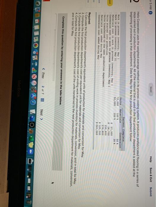  er 5 HW 6 Saved Help Save & Exit Submit Helix