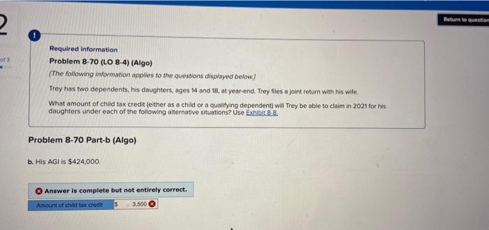 Return to question 2 of 3 Required information Problem 8.70 (LO