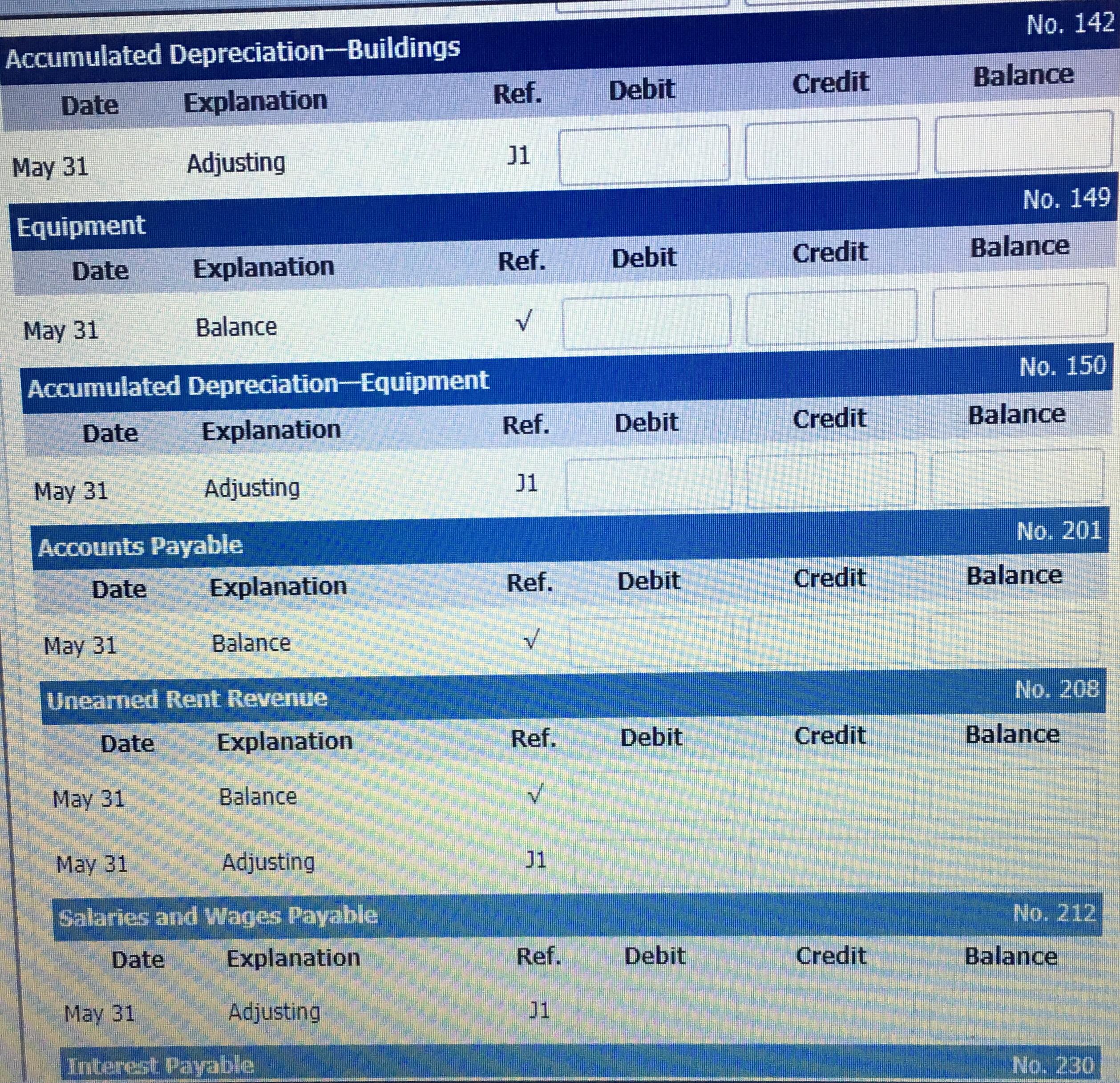 a balance sheet at May 31. (List Assets in order of liquidity.