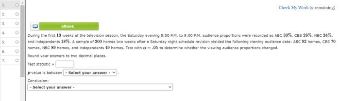 1 Check My Work (2 remaining) 3 4 5 5 eBook