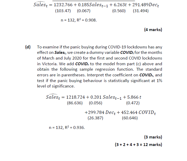 and (d)) We obtain monthly data on retail sales of supermarket and