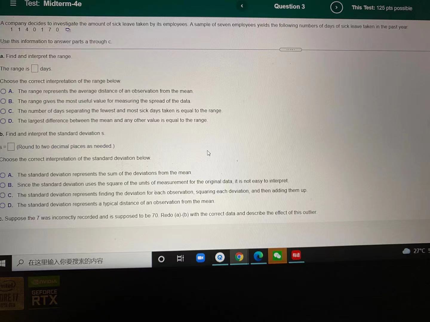  Test: Midterm-4e Question 3 This Test: 125 pts possible 1 1