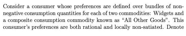 Consider a consumer whose preferences are defined over bundles of non-
