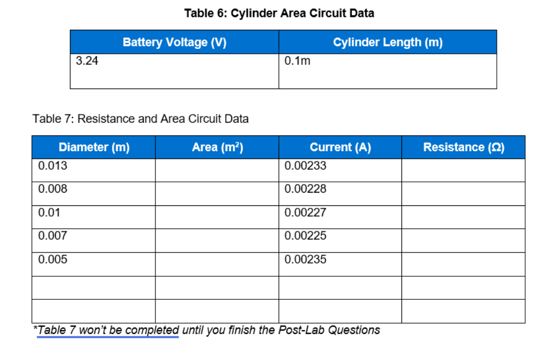 within the Calculation section of your report, and record area values in