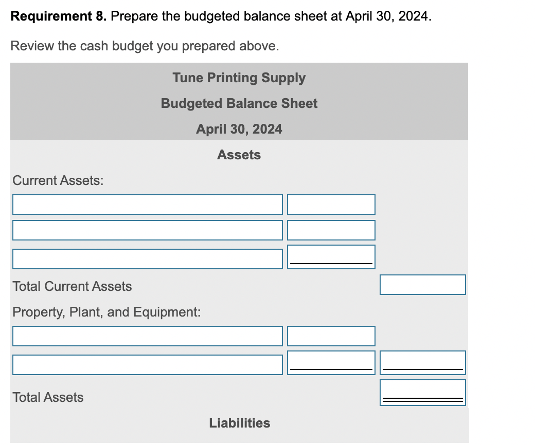 sheet.) As Tune Printing Supply's controller, you have assembled the following additional