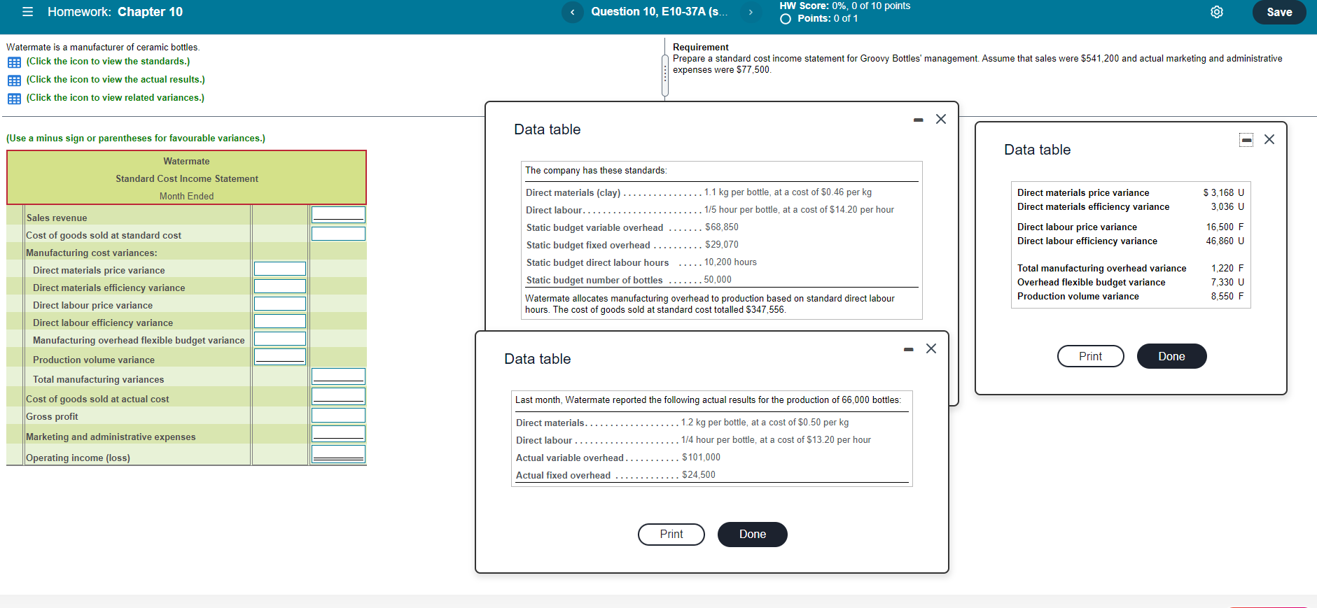 = Homework: Chapter 10 Question 10, E10-37A (S... HW Score: 0%,