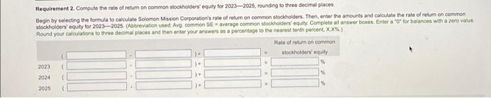 Compute trend anal Begin by computing Solomon Missio Solomon Mission Corporation's trend