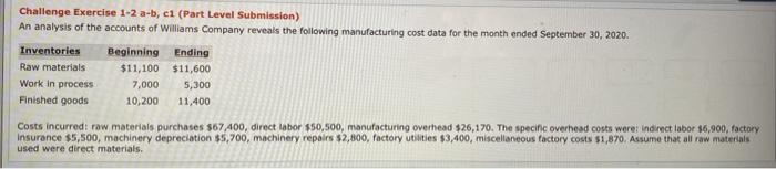  Challenge Exercise 1-2 a-b, c1 (Part Level Submission) An analysis of