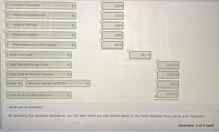 the month ended September 30, 2020. Inventories Beginning Ending Raw materials $11,100