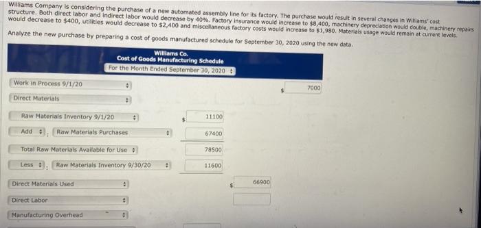 raw materials purchases $67,400, direct labor $50,500, manufacturing overhead $26,170. The specific