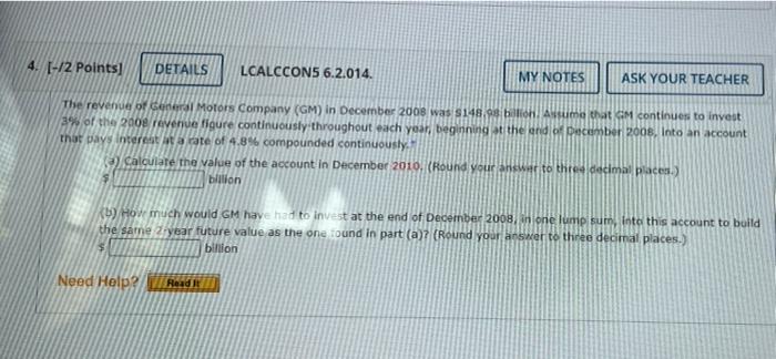  4. [-12 Points] DETAILS LCALCCONS 6.2.014. MY NOTES ASK YOUR TEACHER