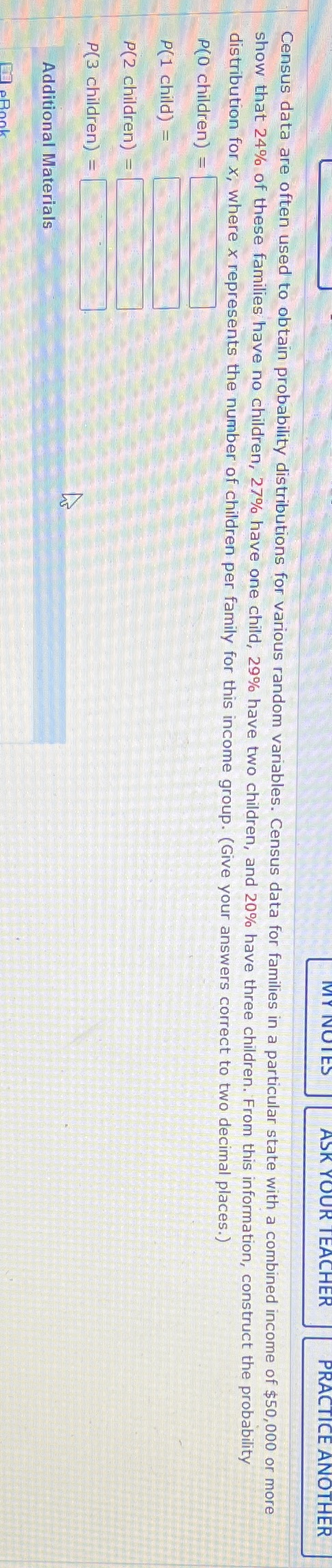  NOTHER Census data are often used to obtain probability distributions for