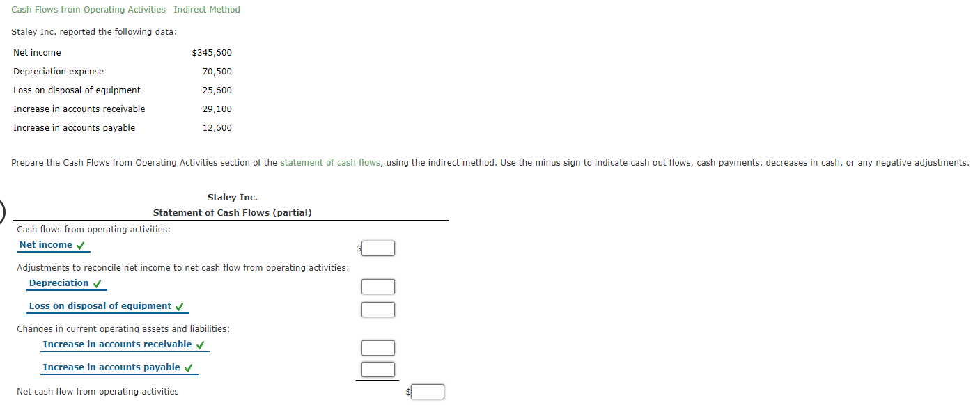 Question 4. PART 1 PART 2 Cash Flows from Operating Activities-Indirect Method
