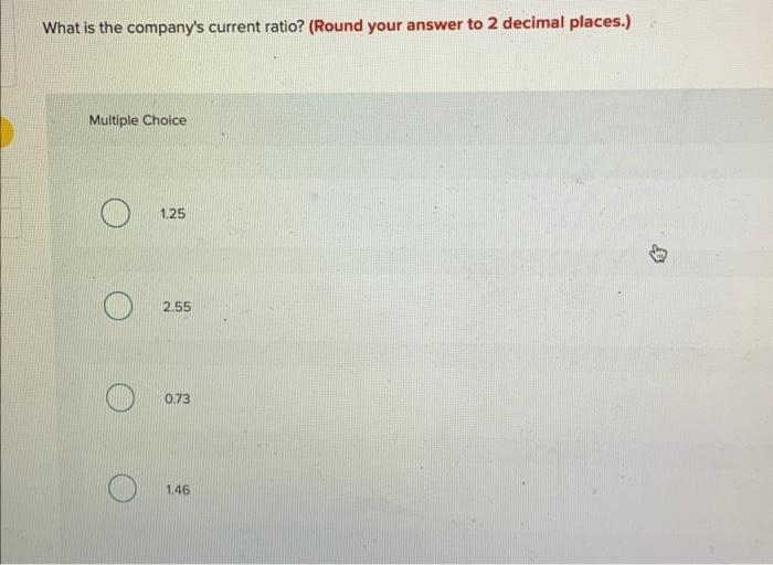 to 2 decimal places (plz help asap) The following balance sheet information
