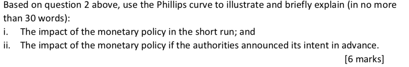 Solve asap t Based on question 2 above, use the Phillips curve